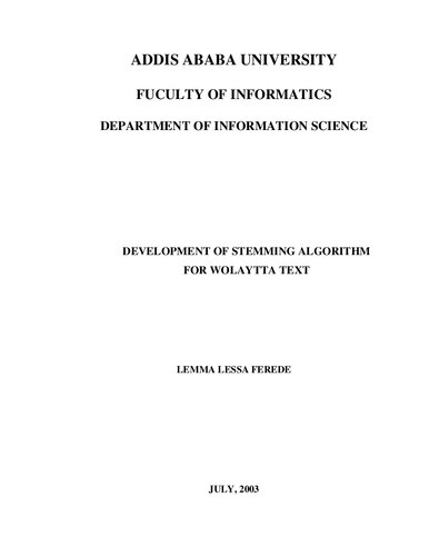 Development of stemming algorithm for Wolayyta text