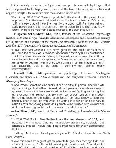 Stuff that sucks: a teen's guide to accepting what you can't change and committing to what you can