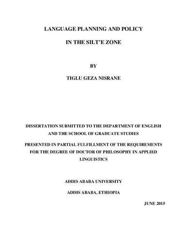 Language Planning and Policy in the Silt’e Zone