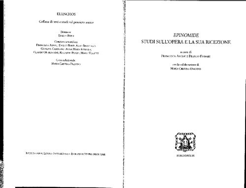 Epinomide. Studi sull'opera e la sua ricezione