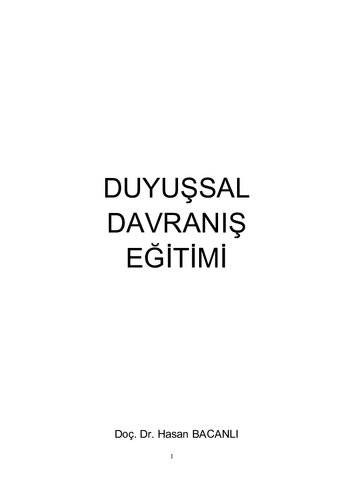 Duyuşsal Davranış Eğitimi