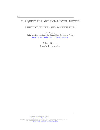 The quest for artificial intelligence: a history of ideas and achievements