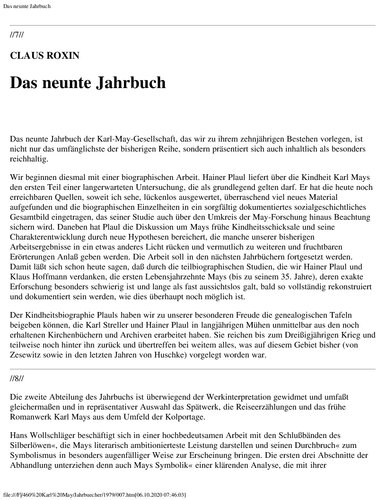 Jahrbuch der Karl-May-Gesellschaft 1979