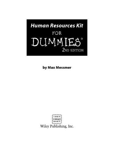 Human Resources Kit For Dummies