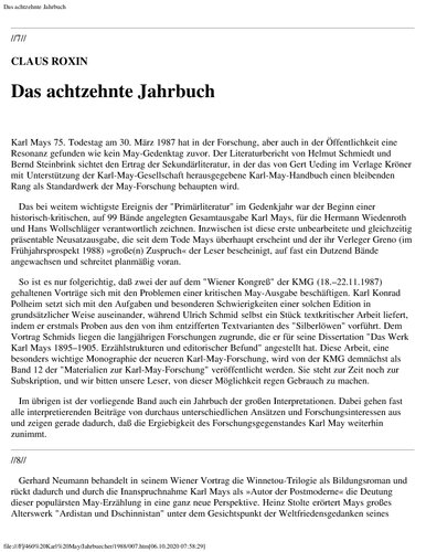 Jahrbuch der Karl-May-Gesellschaft 1988