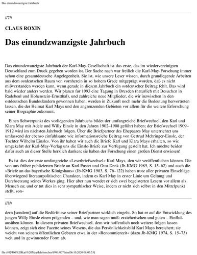 Jahrbuch der Karl-May-Gesellschaft 1991