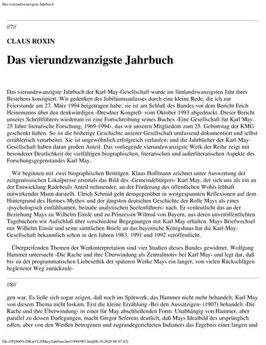 Jahrbuch der Karl-May-Gesellschaft 1994