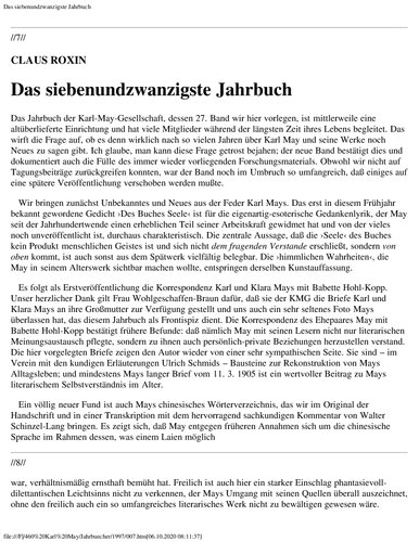 Jahrbuch der Karl-May-Gesellschaft 1997