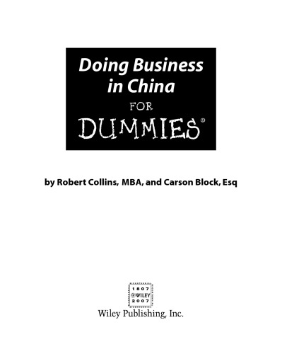 Doing Business in China For Dummies
