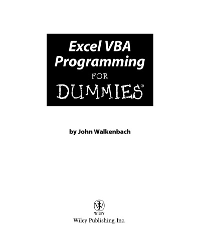 Excel VBA Programming for Dummies