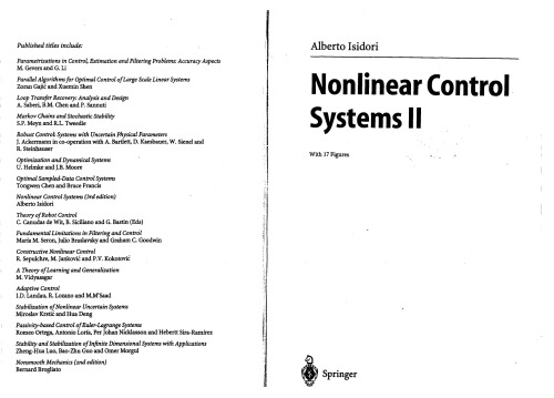 Nonlinear Control Systems II