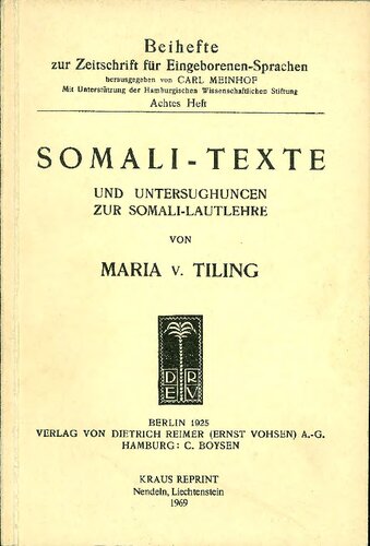 Somali-Texte und Untersughuncen zur Somali-Lautlehre