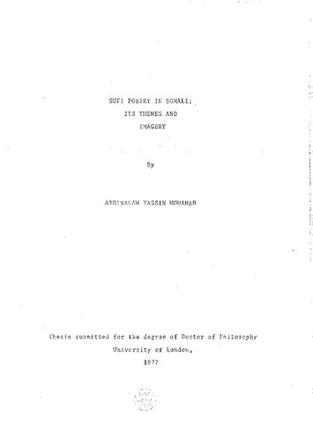 Sufi poetry in Somali: its themes and imagery