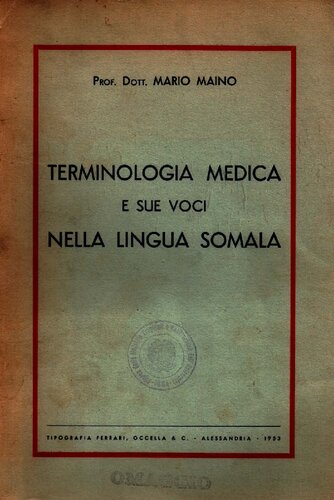 Terminologia medica e sue voci nella lingua somala