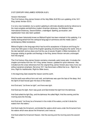 (bible without chapters and verses divisions) Holy Bible: 21st Century King James Version (KJ21)