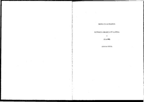 Mons Claudianus. Ostraca Graeca et Latina