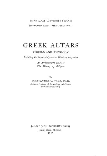 Greek Altars: Origins and Typology