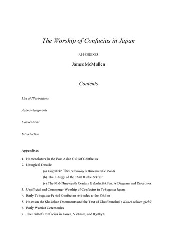 The Worship of Confucius in Japan: Appendices