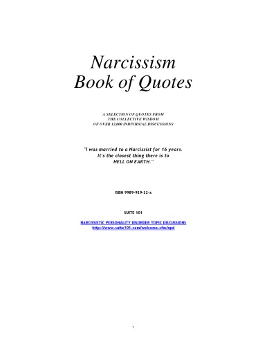 Narcissism book of quotes: a selection of quotes from the collective wisdom of over 12,000 individual discussions