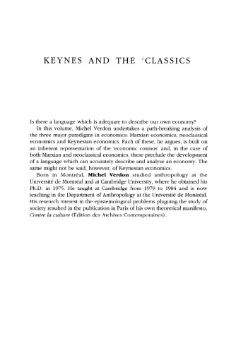 Keynes and the ''Classics'': a a study in language, epistemology and mistaken identities