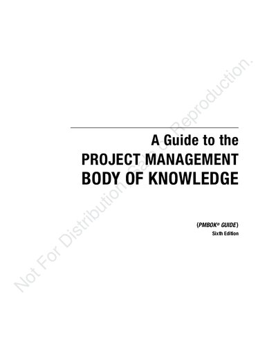 A Guide to the Project Management Body of Knowledge