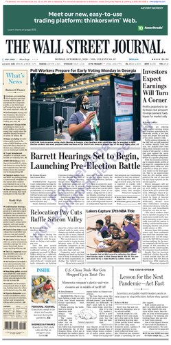 Wall Street Journal Monday October 12, 2020