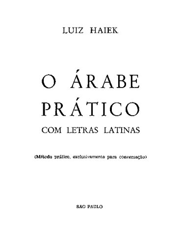 O Árabe Prático com Letras Latinas