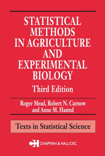 Statistical Methods in Agriculture and Experimental Biology