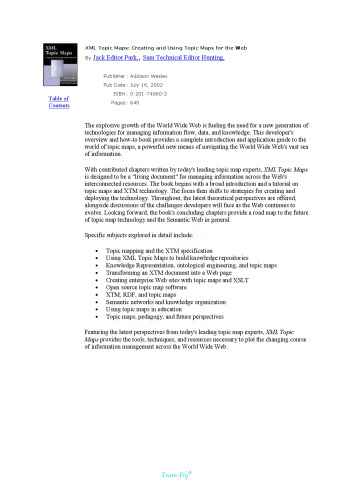 XML Topic Maps: Creating and Using Topic Maps for the Web