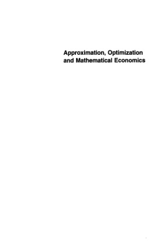 Approximation, optimization and mathematical economics