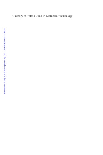 Glossary Of Terms Used In Molecular Toxicology