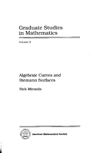 Algebraic Curves and Riemann Surfaces