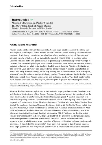 The Oxford Handbook of Roman Studies
