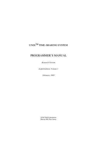 UNIX TIME-SHARING SYSTEM PROGRAMMER’S MANUAL VOL.1