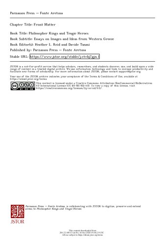 Philosopher Kings and Tragic Heroes: Essays on Images and Ideas from Western Greece: Volume 1 (The Heritage of Western Greece)