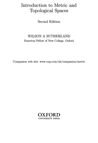 Introduction to metric and topological spaces