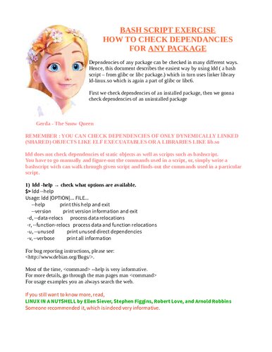 BASH SCRIPT EXERCISE: Checking Dependencies