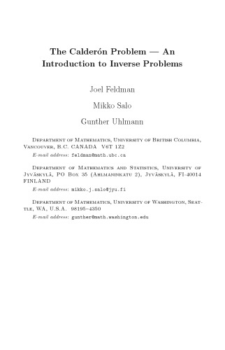 The Calderon problem - an introduction to inverse problems