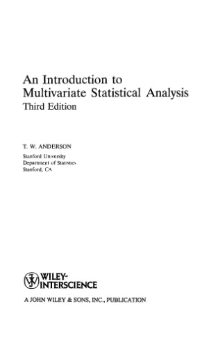 An introduction to multivariate statistical analysis