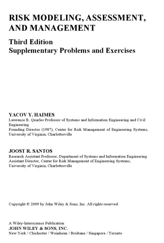 Risk modeling, assessment, and management, 3ed. Supplementary problems and exercises