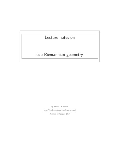 Lecture notes on sub-Riemannian geometry