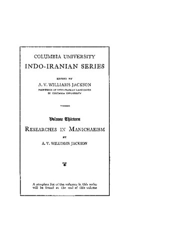 Researches in Manichaeism