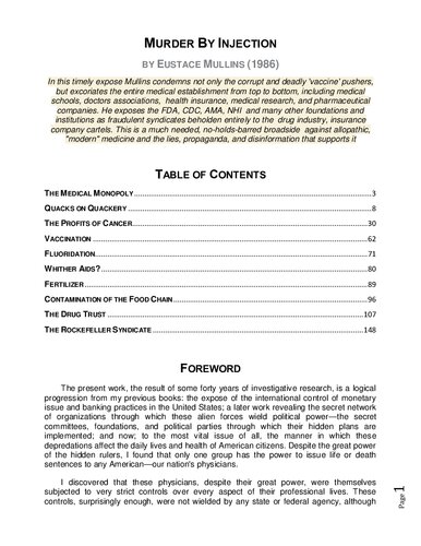 Murder by Injection: The Story of the Medical Conspiracy Against America