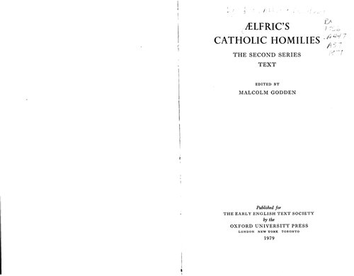 Aelfric's Catholic Homilies: The Second Series : Text