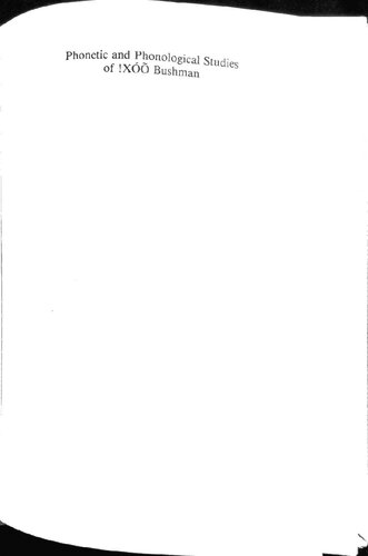 Phonetic and Phonological Studies of ǃXóõ Bushman