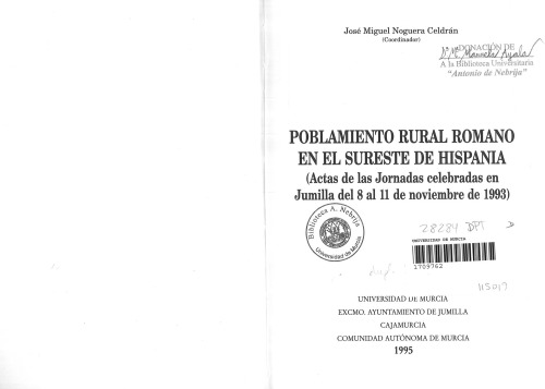 Poblamiento rural romano en el sureste de Hispania