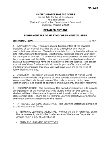 FUNDAMENTALS OF MARINE CORPS MARTIAL ARTS