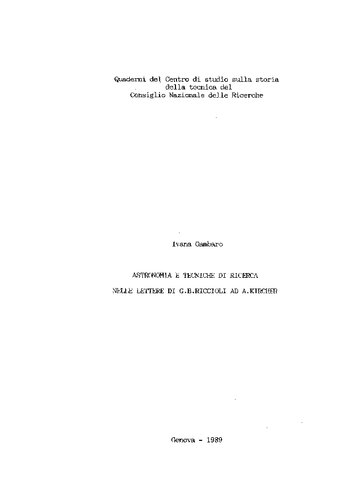 Astronomia e tecniche di ricerca nelle lettere di GB Riccioli ad A Kircher