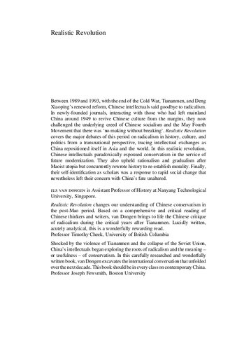 Realistic Revolution: Contesting Chinese History, Culture, and Politics after 1989