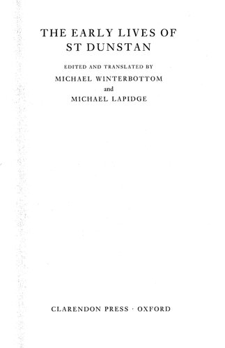 The Early Lives of St Dunstan